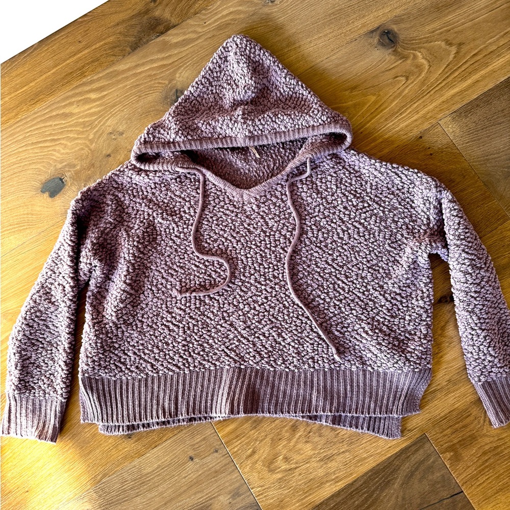 FREE PEOPLE popcorn super soft v neck hooded sweater